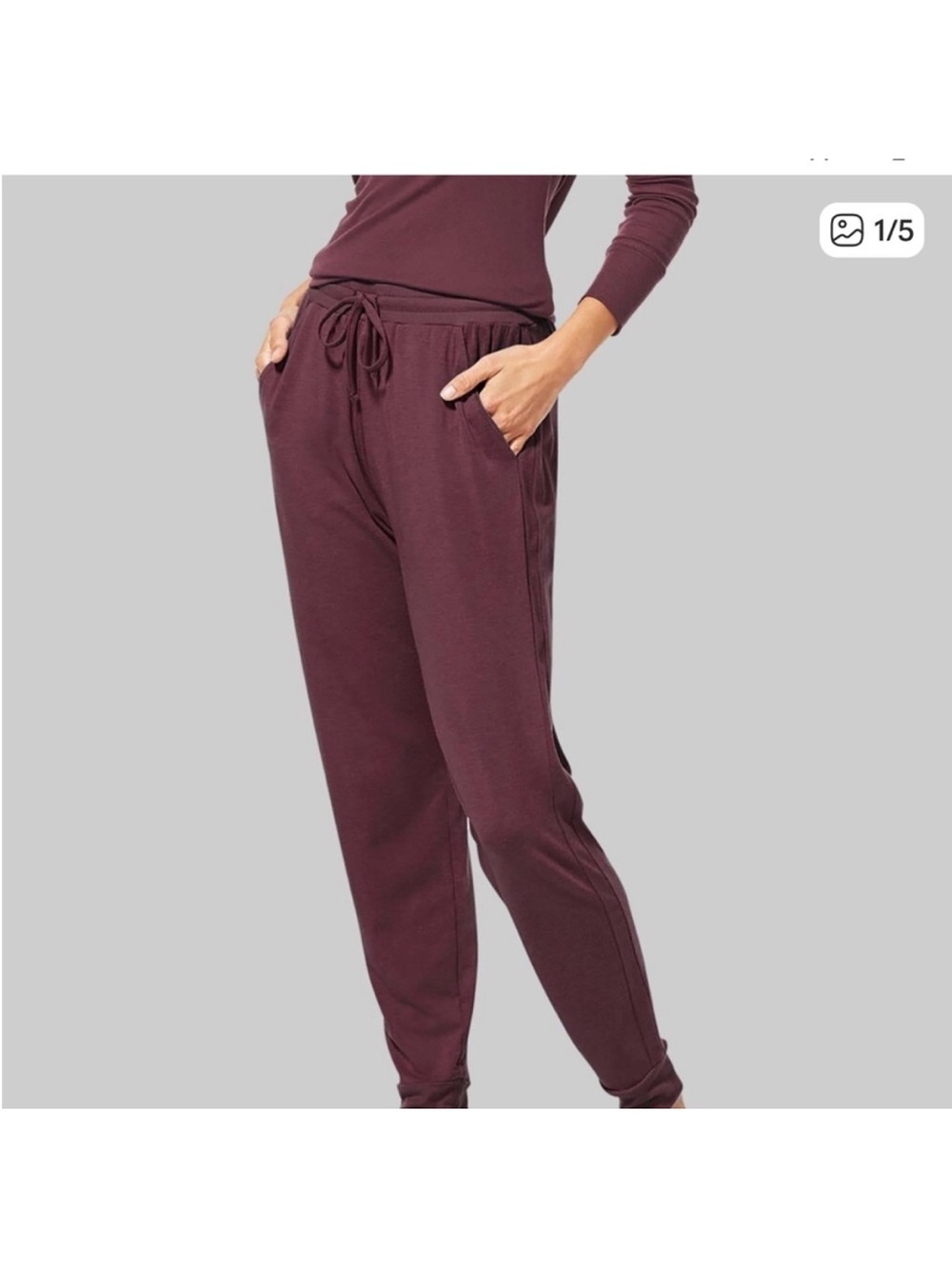 Tommy John Women's Maroon Drawstring Jogger Pants lounge M